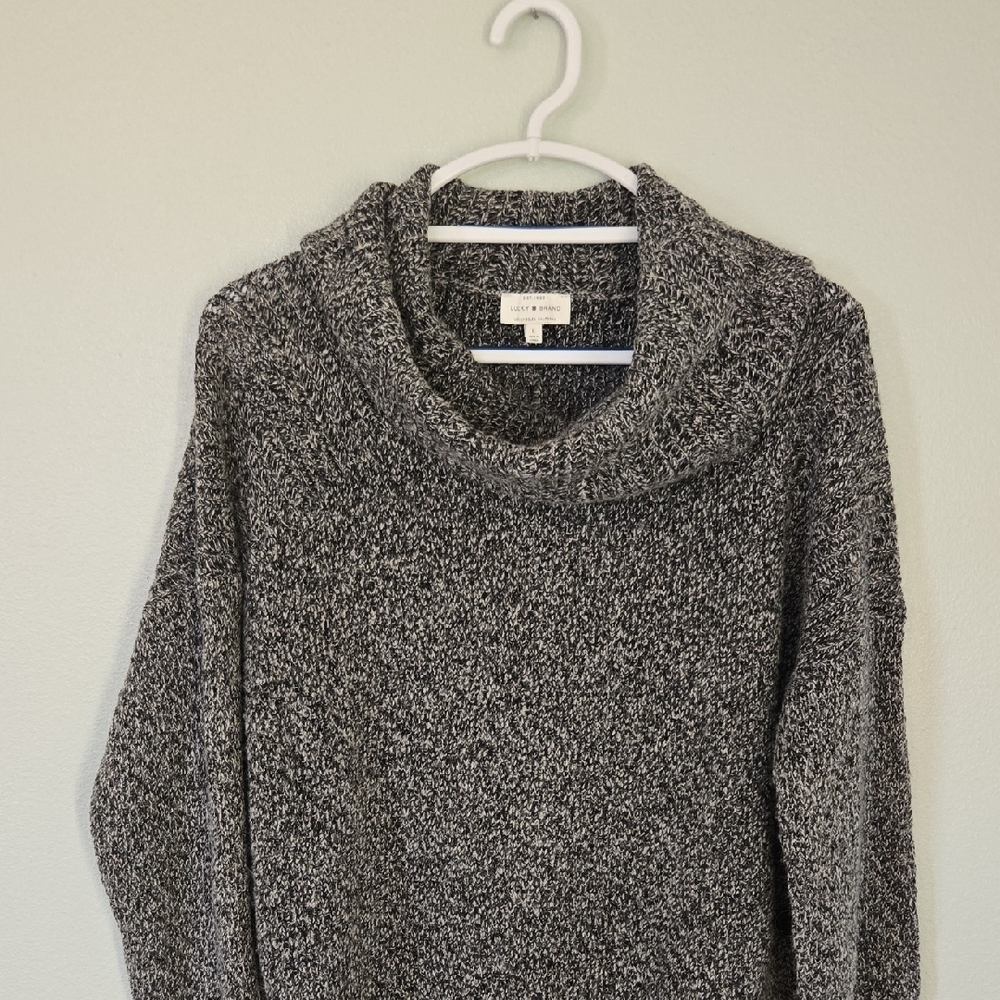 Lucky Brand | Gray Cowl Neck Button Sides Sweater Size Large